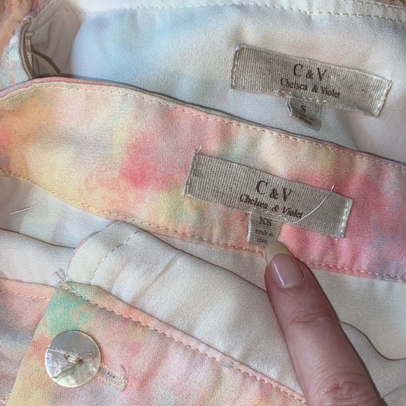 Chelsea & Violet Pastel Watercolor Balloon Sleeve Crop Blouse Wrap Skirt Set - Picture 12 of 14